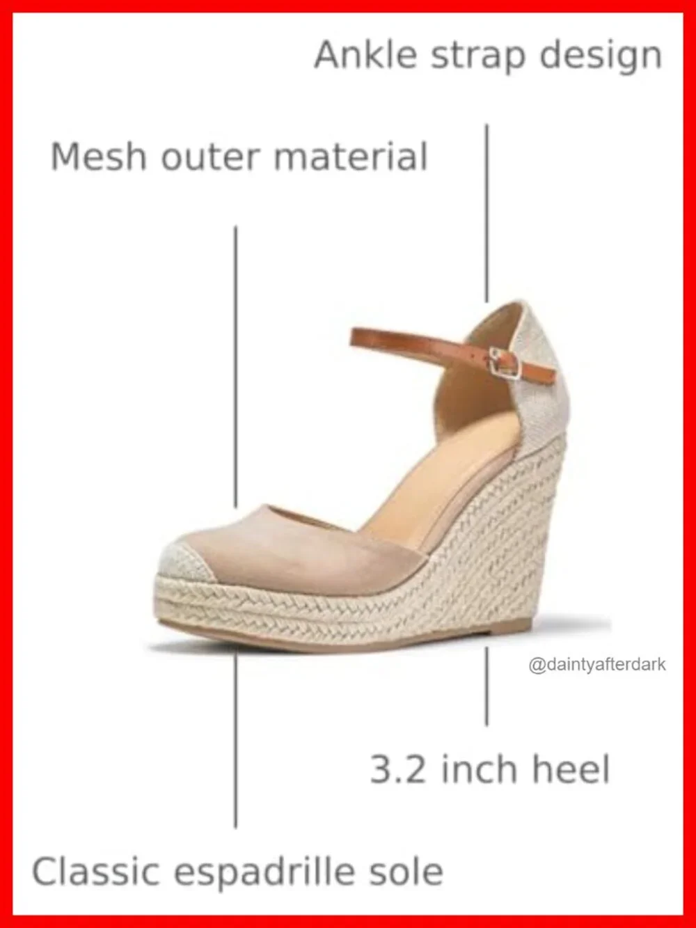 Womens Espadrille Wedge Sandals Closed Toe Ankle Strap Platform Heel